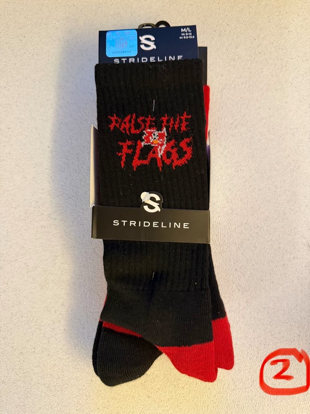 NFL Strideline Black & Red 'Raise The Flags' Crew Socks